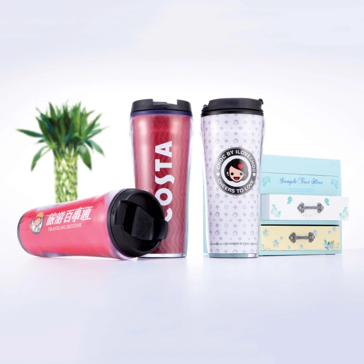 450 Ml Double Walled Paper Insert Plastic Cup Tumbler Thermos Coffee