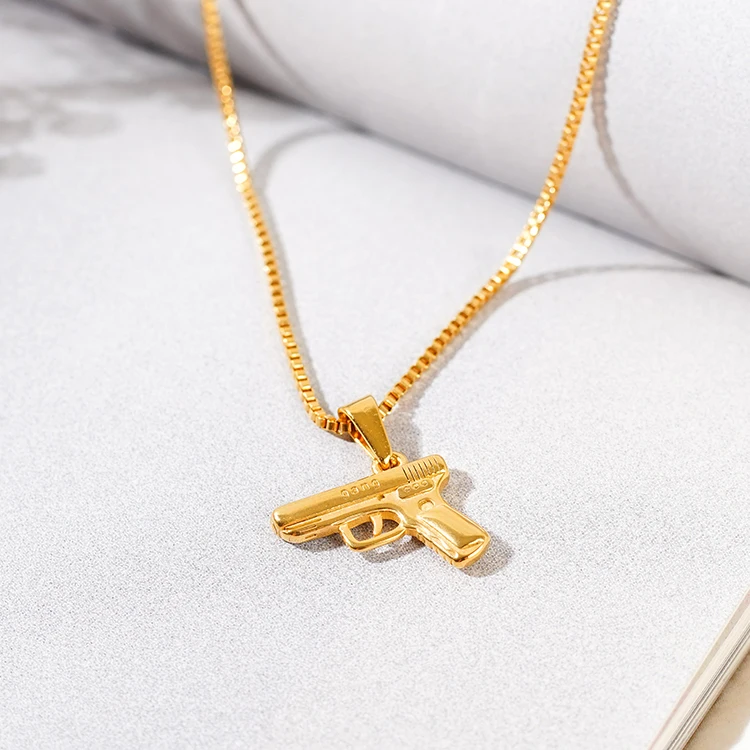 Gold gun necklace pendant Clearance