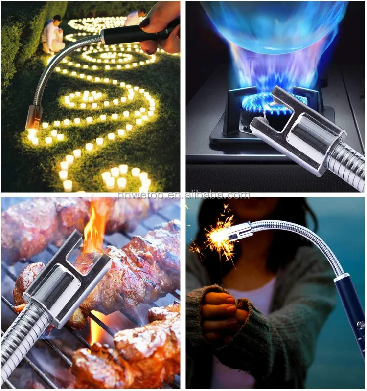 Electric Rechargeable Arc Led Battery Long Neck Usb Lighter Candles Gas