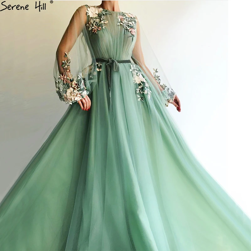 Green Tulle Long Prom Dress, A-Line Green Formal Long Evening Dress –  shopluu