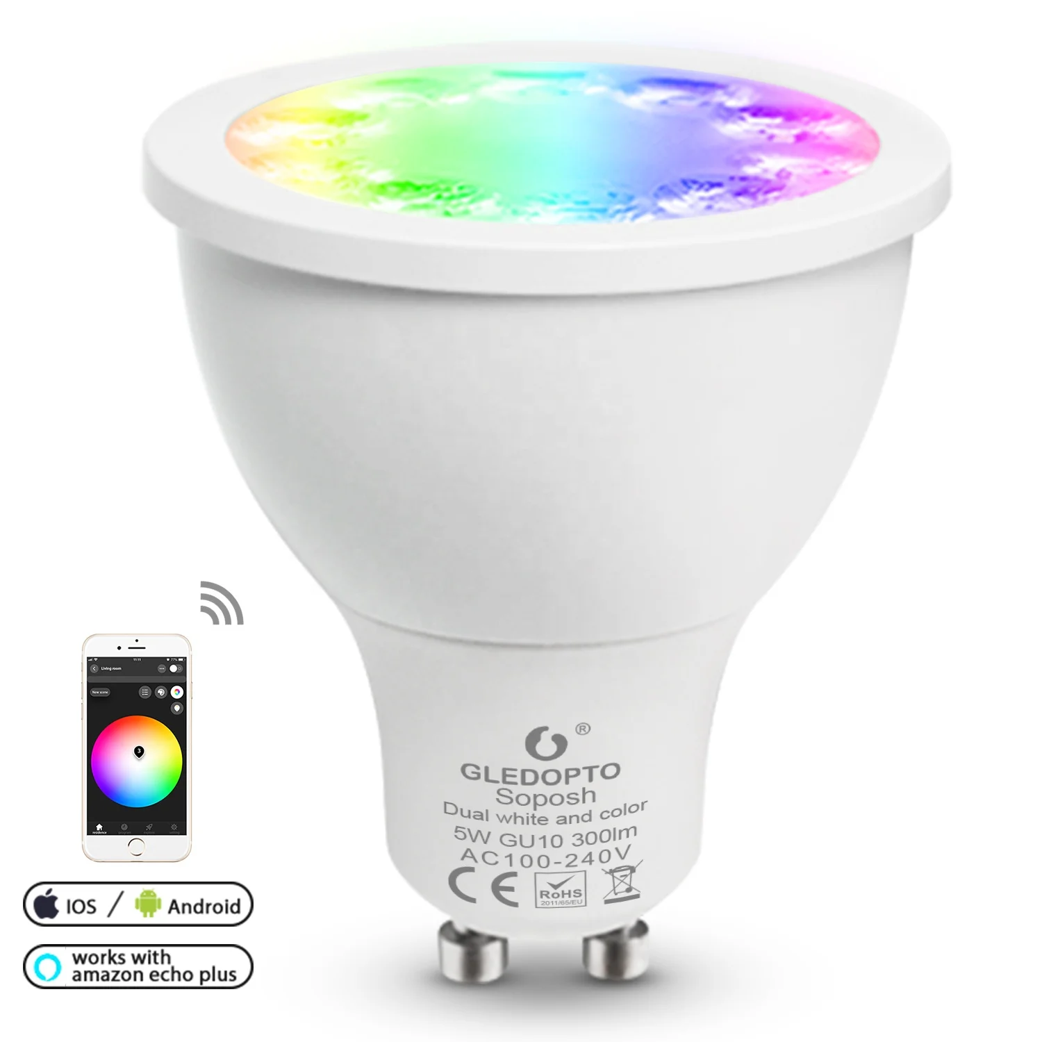 Lightify Smart+ Spot LED ZigBee3.0 GU10 Reflector Warm White Daylight Colour 2700K - 6500K Dimmable Gledopto Zigbee GU10 Bulbs