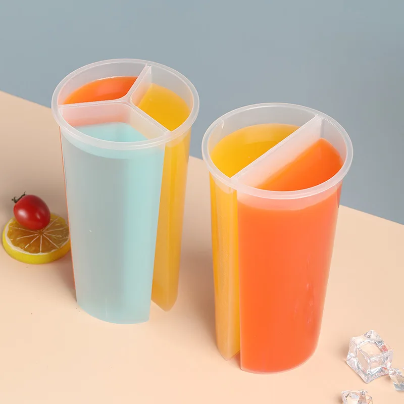 600ml 700ml Snack And Drink In One Split Cups Plastic With 2