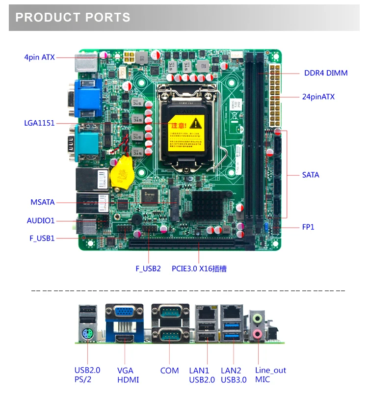 Coffee Lake Dual LAN 2 DDR4  4 SATA Ports PCIE Embedded Industrial Mini ITX Motherboard For POS Machine NAS Server