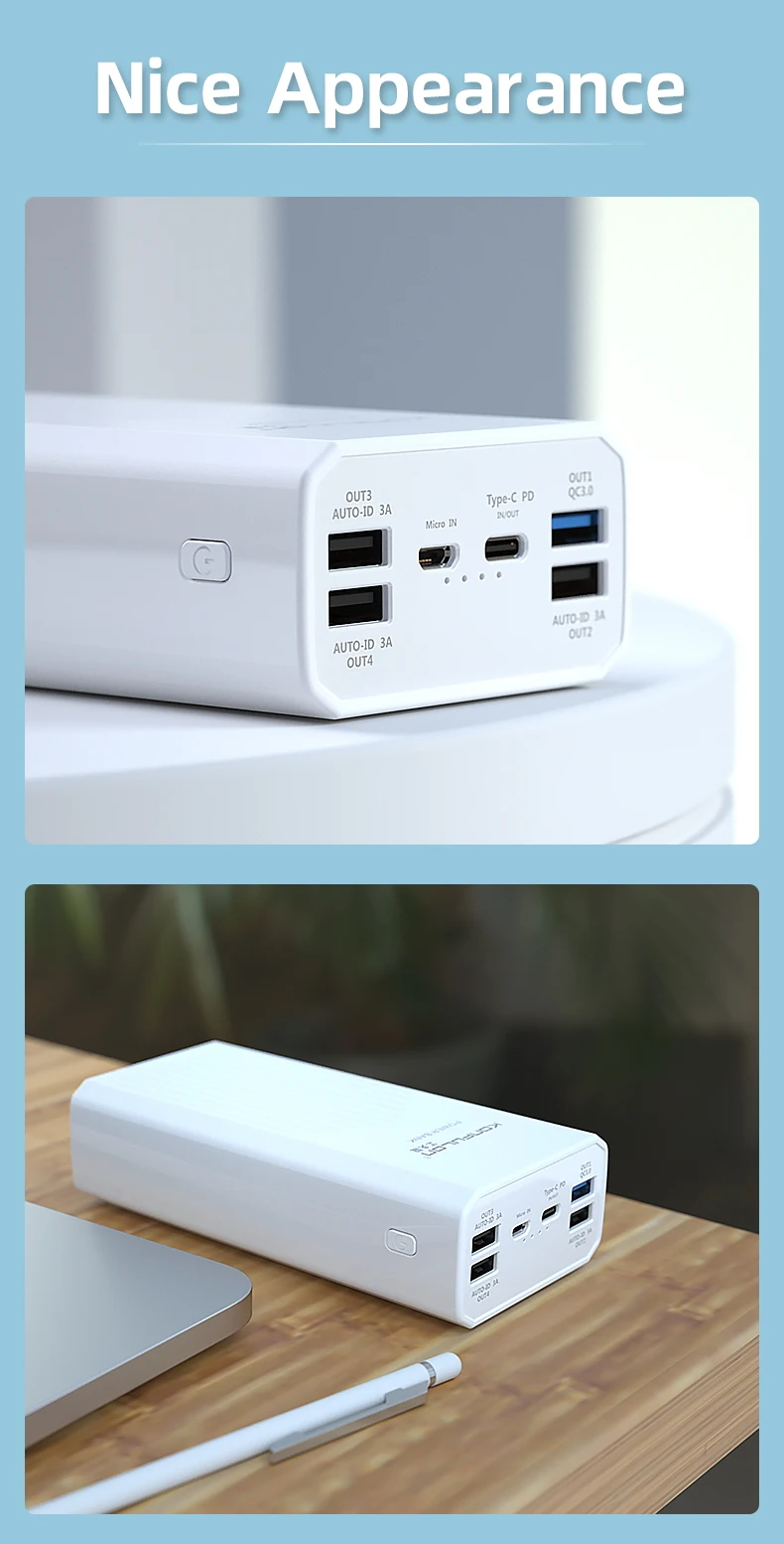 Konfulon Ultra High Capacity PD Portable Battery Phone Charger 40000 mah Power Bank with 4 USB for Mobile Power Supply - ANKUX.COM