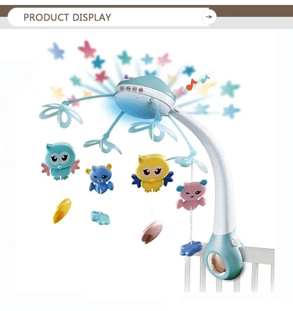 Nursery Decor Baby Crib Hanging Toy Remote Control Musical Mobile With