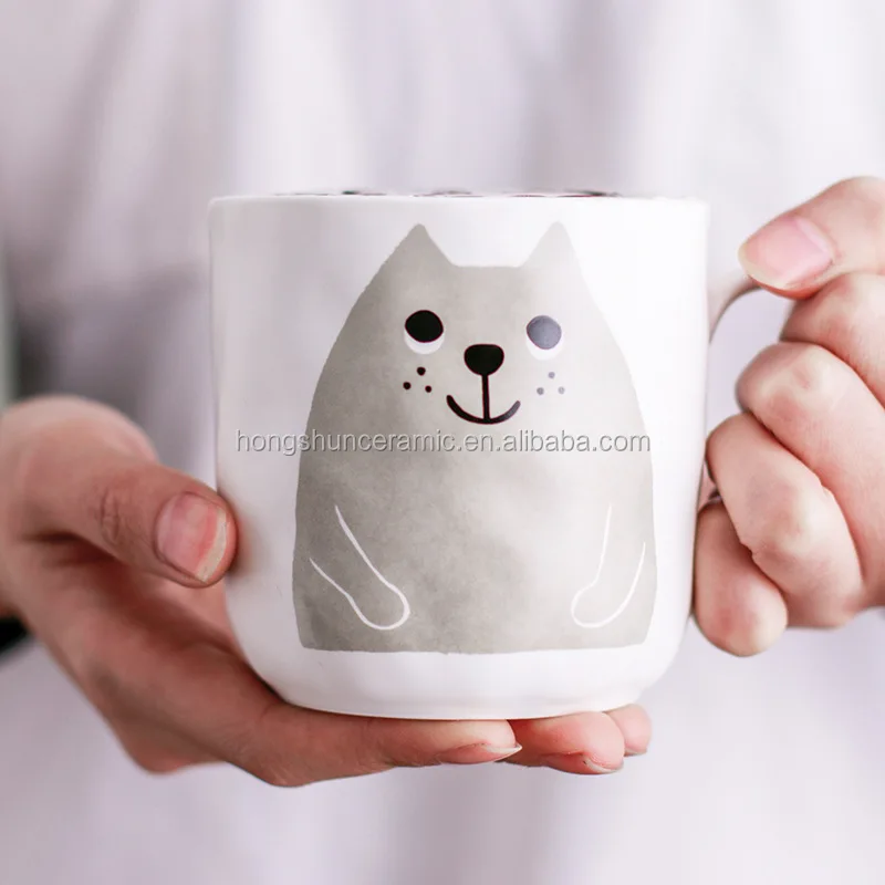 Cartoon ceramic couple mug handmade water cup Nordic style Persian cat mug