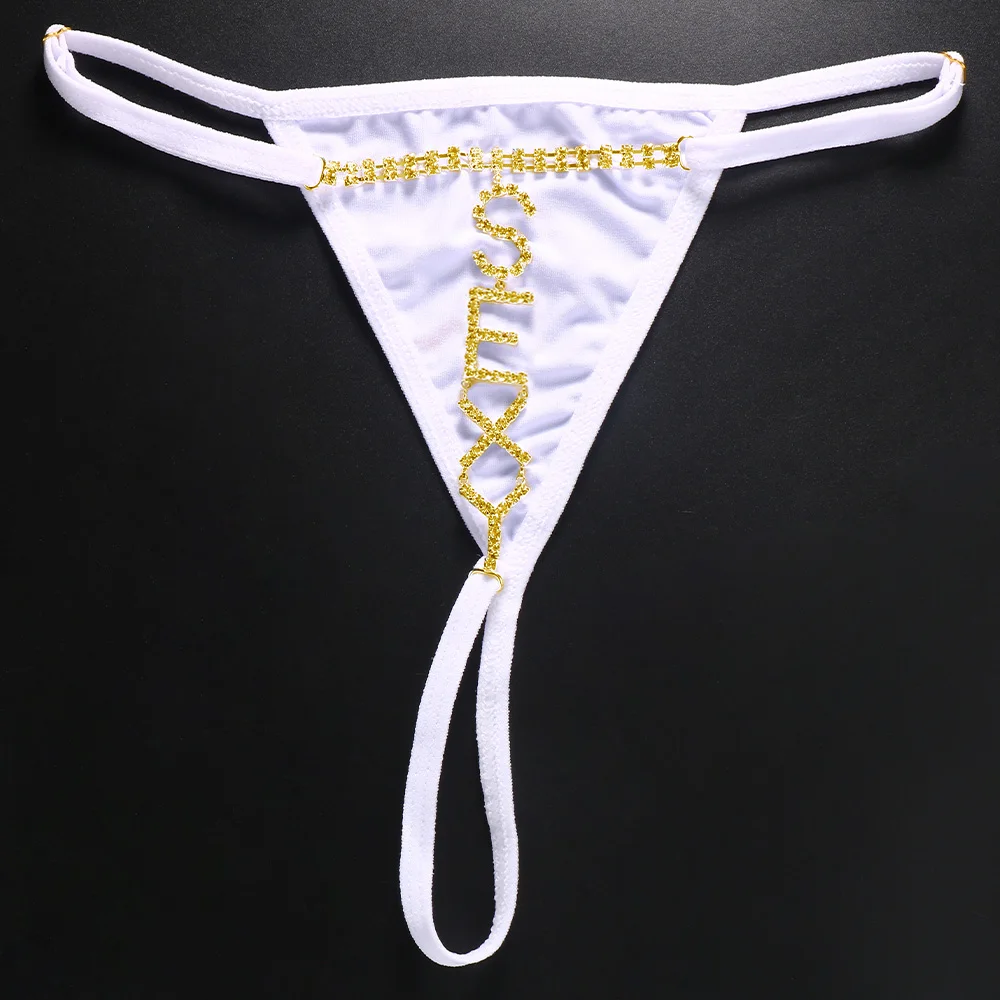 Sexy Women Beach Bikini Thong Underwear Fashion Crystal Letter Sexy ...