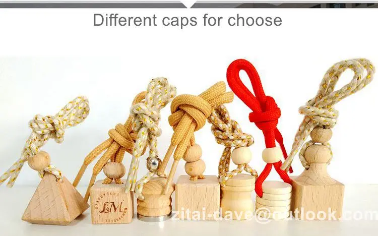 rope hanging car air freshener car perfume glass bottle wooden cap empty bottle