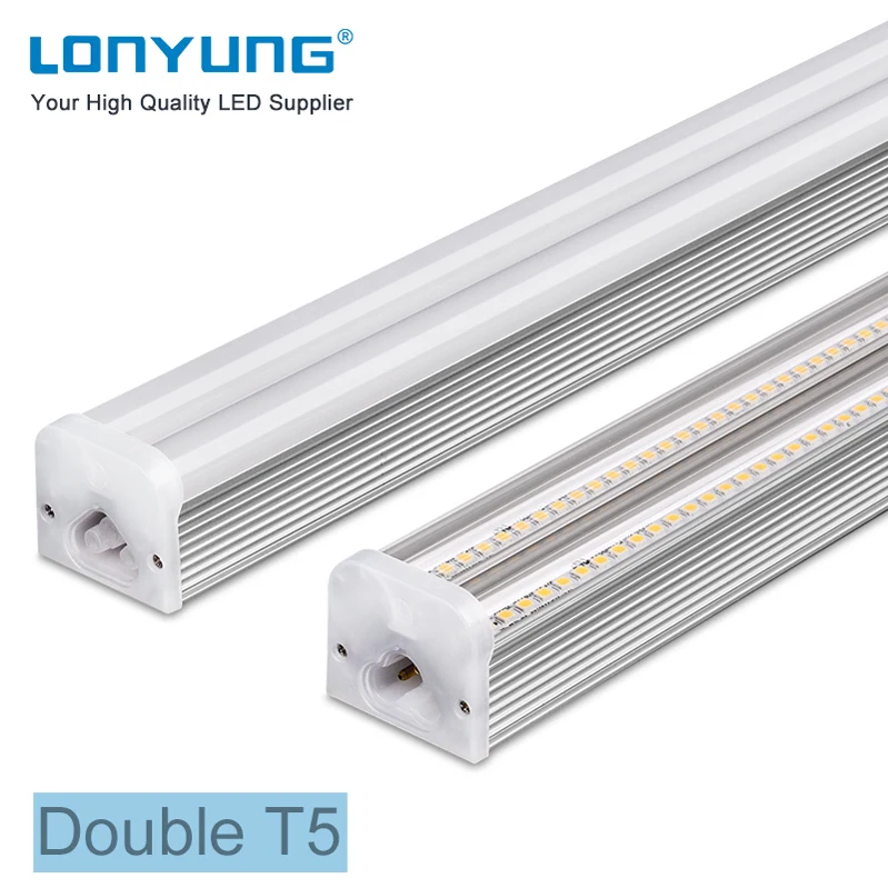 Linkable Led Double T5 integrated tube light 2ft 15W 5000K clear cover t5 led twin tube light for shopping malls
