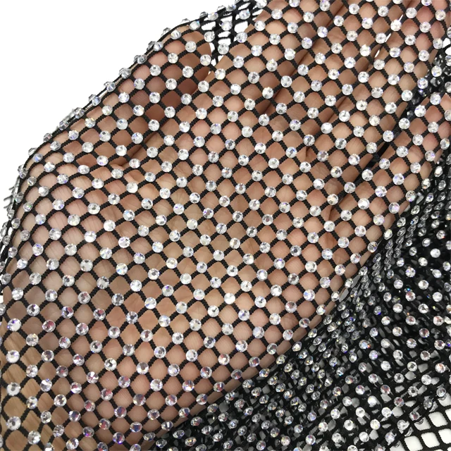 Va105 Newest High Quality Crystal Fabric Lace Rhinestone Mesh Trim