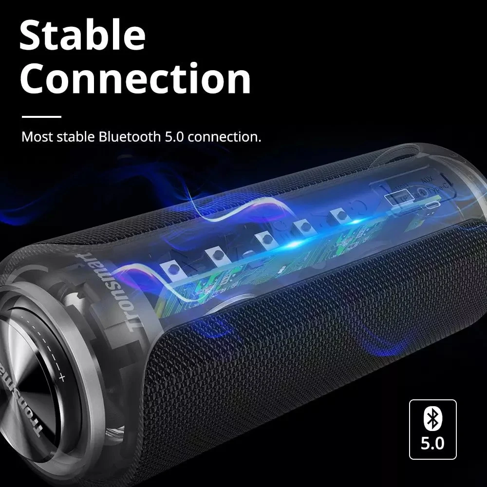 For Tronsmart T6 Plus Portable BT Speaker 40W Portable Speaker Column Deep Bass IPX6 Waterproof Power Bank - ANKUX.COM