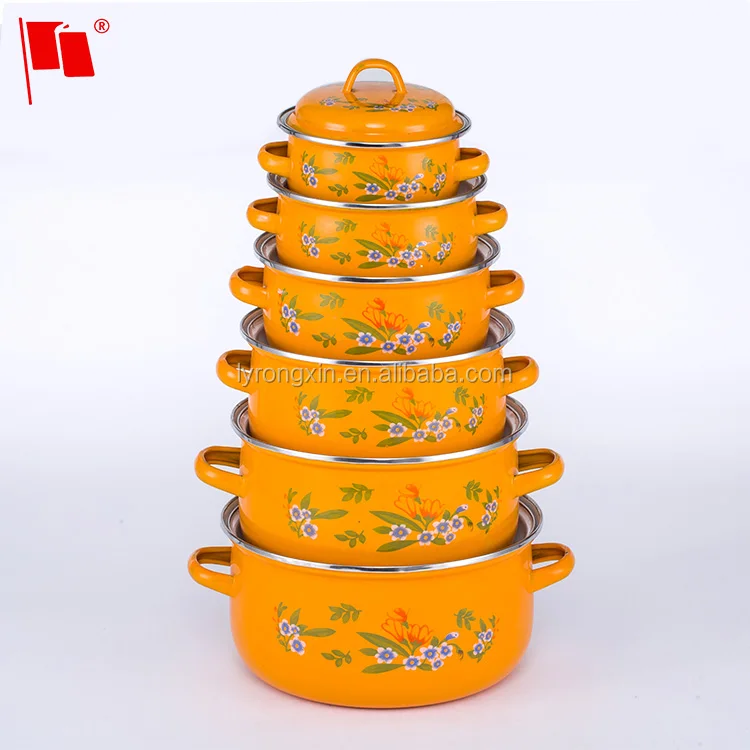 
Enamel Casserole Cookware Sets Cooking Pot Ceramic Dinner Plate Sets 