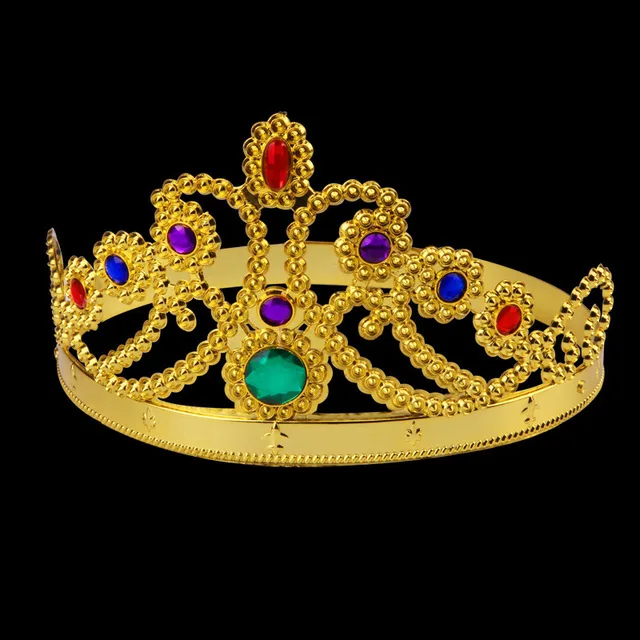 Cosplay Costume Plastic Crystal Gold Silver King Crown Tiaras For