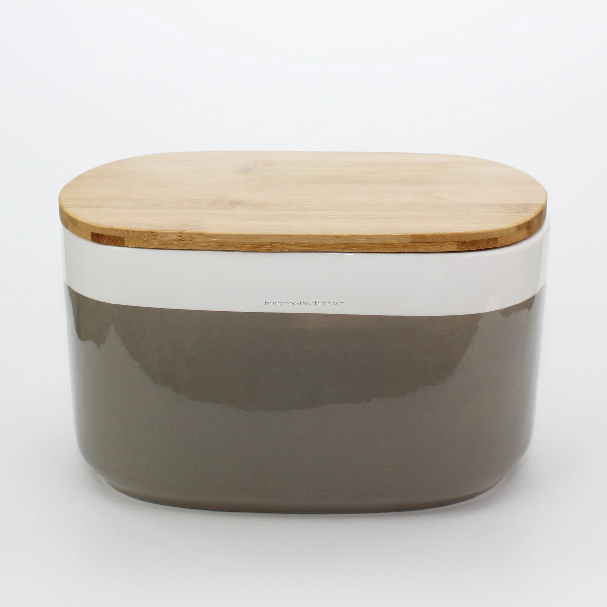 Modern Collection Flat White Bread Storage Jar Cutting Board Lid High Capacity With Bamboo Lid
