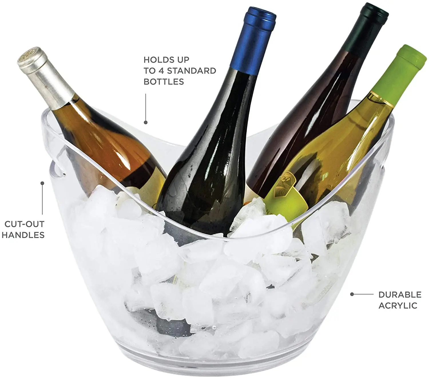 Wholesale Acrylic Ice Bucket Custom Clear Small Wine Cooler For Bar Pub
