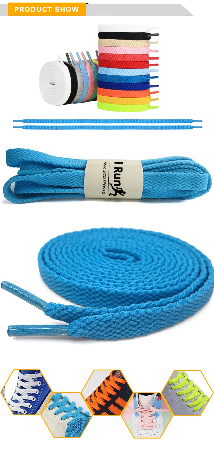 Irun Flat Vintage Shoelaces Tie Dye Print Shoe Laces For Af1 Aj1 Shoes