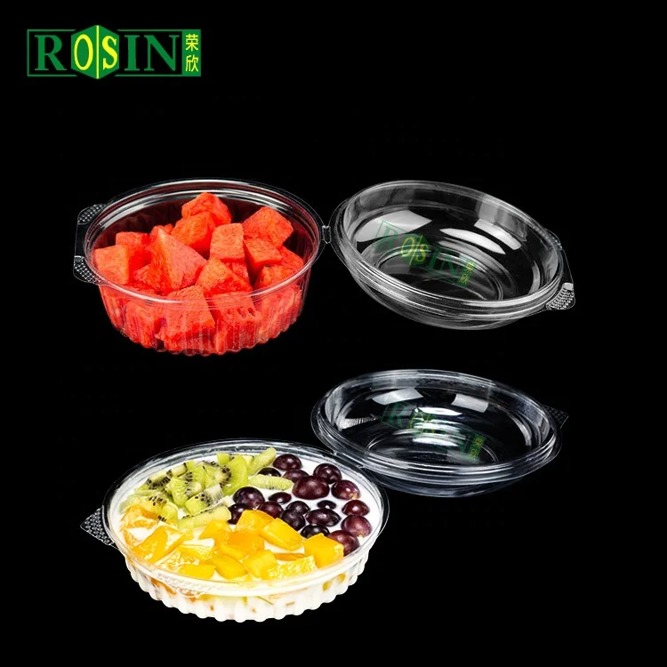 Custom Hinged Disposable Clear Plastic Fruit Salad Packaging Box