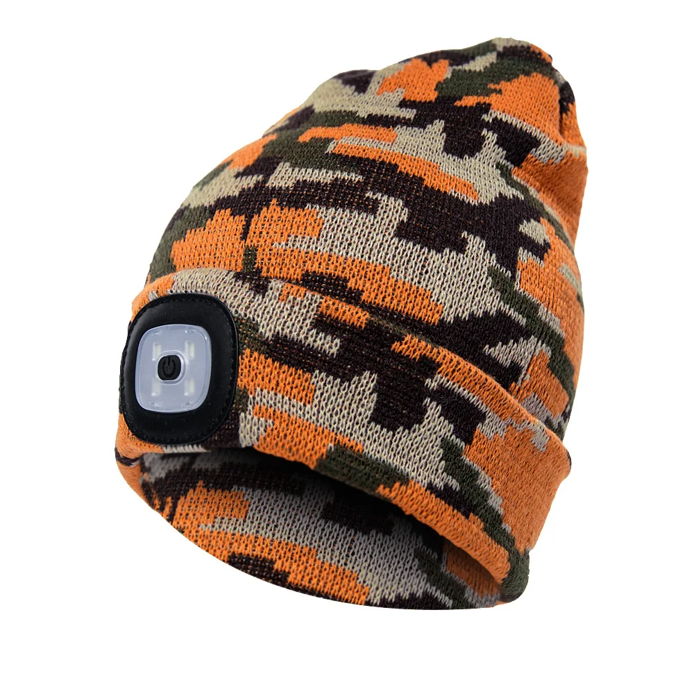 unisex led flashlight warm beanie hats rechargeable hat with led