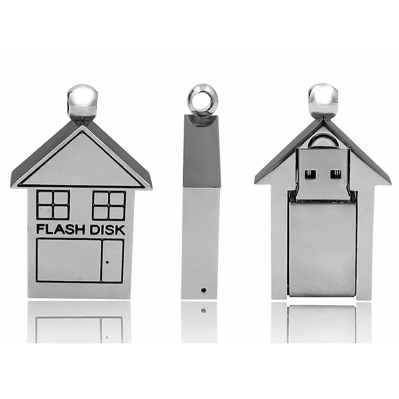 Full Capacity House Shape Usb Flash Drive Promotion Gift Usb Pendrive 3.0 OEM Logo Usb Stick with Metal Case - ANKUX.COM