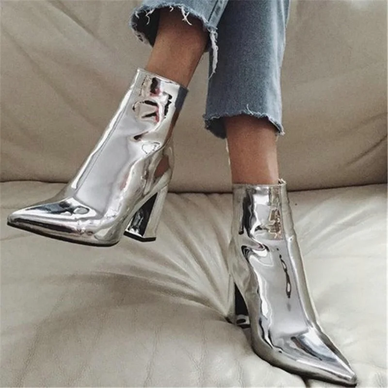 silver short boots