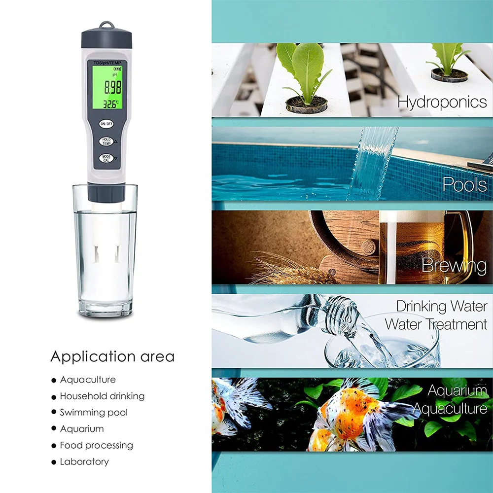 5 In 1 Digital Ph Meter For Water,Ec/salt/tds/ph/orp High Precision