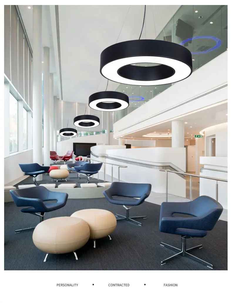 product creative shaped iron pmma hexagonal pendant light 6000k color temperature for office gym internet cafe mall industrial lighting-7