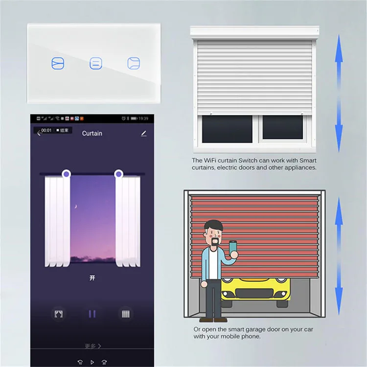 Glass Panel EU 240V Zigbee Smart Touch Switch WiFi Controlled Curtain Switch - ANKUX.COM