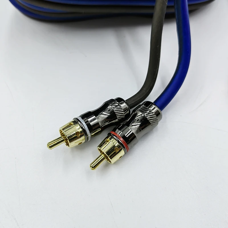 High Quality Car Audio & Amp Video Rca Cable Blue Black 5m Al+ Copper