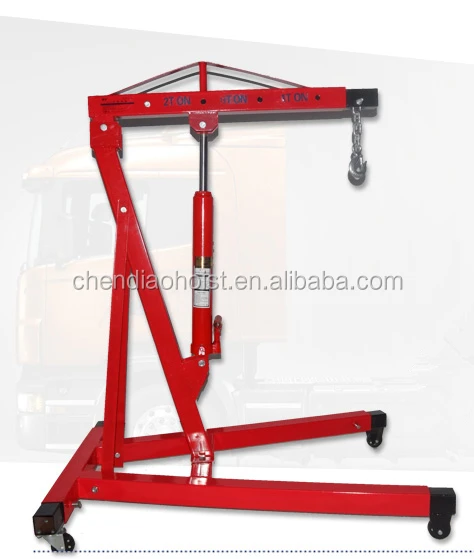 2 Ton Folding Manual Hydraulic Cherry Picker Engine Crane Shop Press
