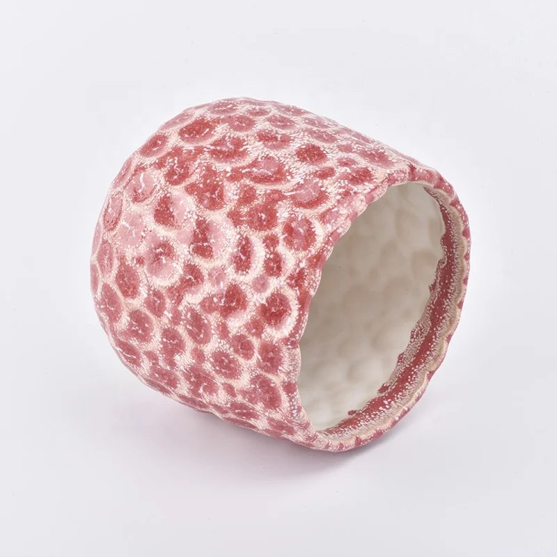 Cylinder embossed ceramic candle jar votive candle tumbler wedding decoration