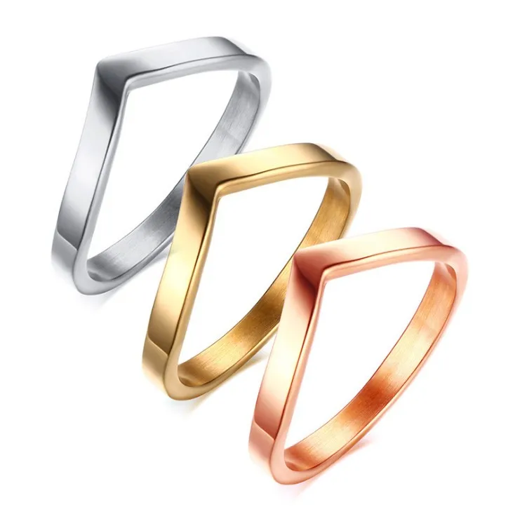 Jsf024 Trade Assurance New Design Fashion Stainless Steel V Shape Ring Gold Plated Female Ring Buy Stainless Steel Ring V Shape Ring Female Ring Product On Alibaba Com