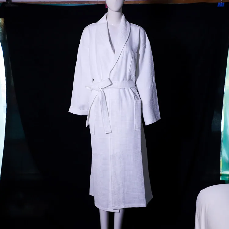 High quality 100% cotton unisex waffle bathrobe customized logo for hotel bathrobes supplier