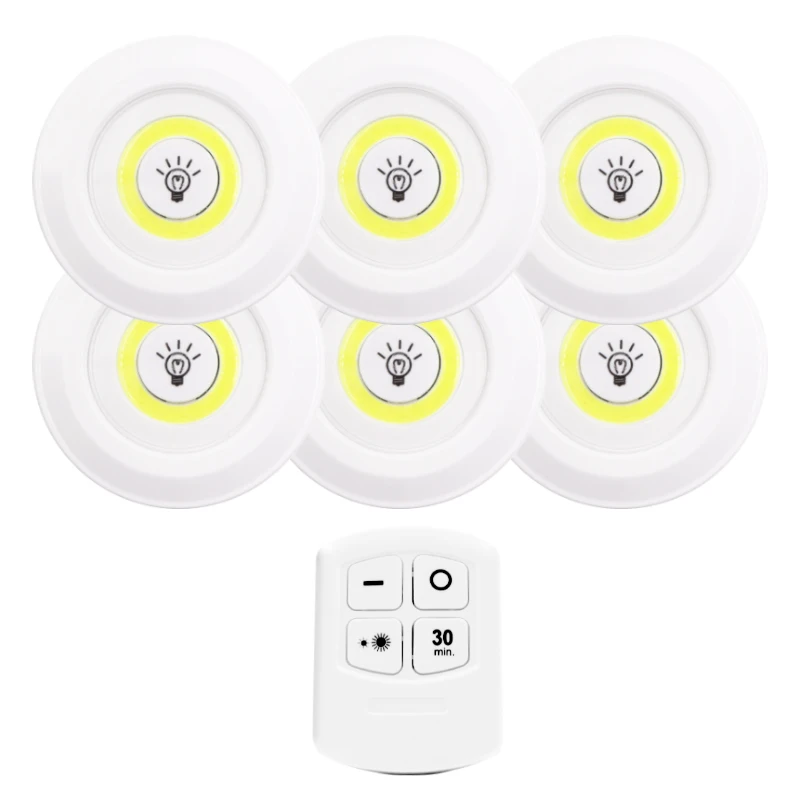 Biumart 2020 wireless led puck light 6 pack with remote control over wardrobe ireland battery operated light for display cabinet