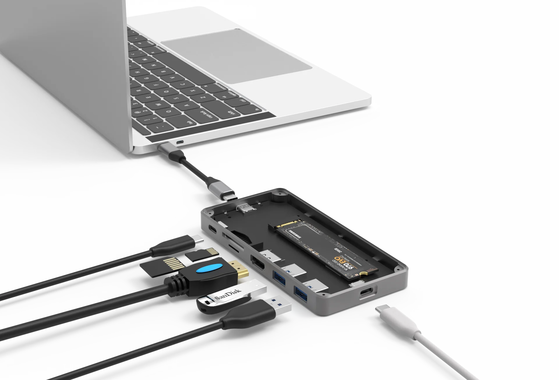 c型 2 输入 7 口扩展坞笔记本电脑 thunderbolt 3 usb c 7 2 hd mi