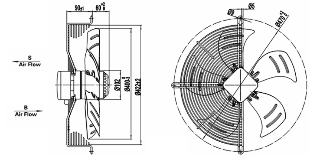 Noise External Rotor Motor, 220V, 400V, 100W-260W, Axial - detail 8