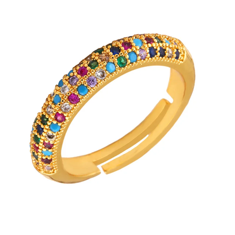 Ttrade assurance service 18k gold plated rainbow ring luxury zircon rings women