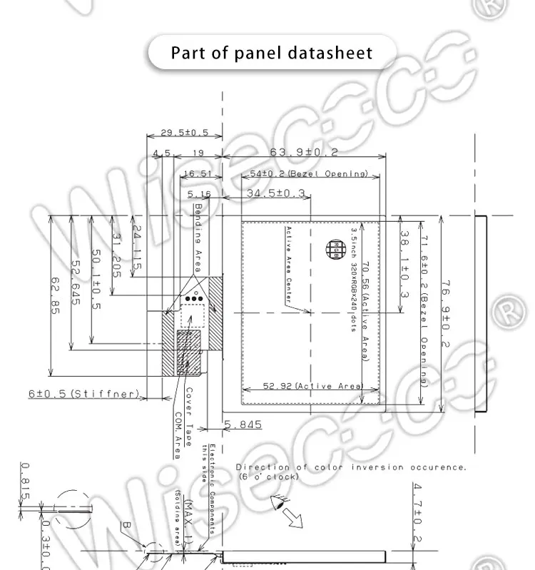 3.5 Inch 50 Pin Fpc Connector Tft Lcd Panel Display Module Screen 320*