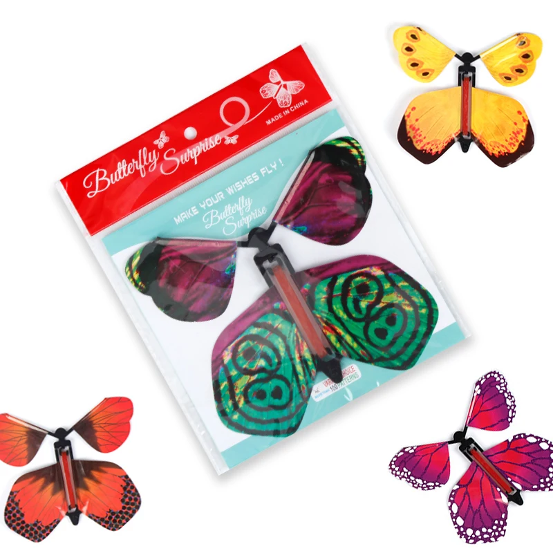 9pcs/set Magic Butterfly Flying Toy In The Book Fairy Rubber Band