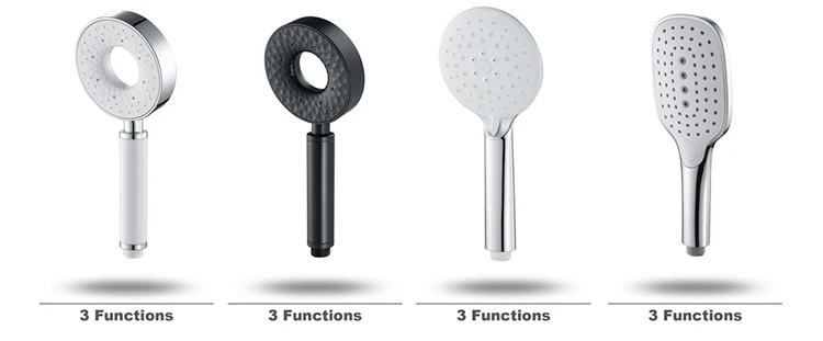 Shower Accessories Bathroom Black Round ABS Three Function Rain Hand Shower
