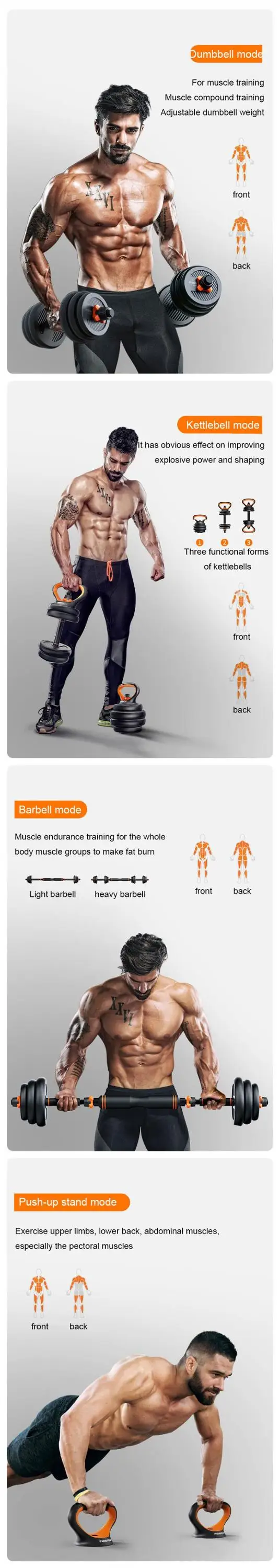 Kettlebell extraíble para el hogar, equipo de Fitness ajustable de alta calidad, conjunto de mancuernas