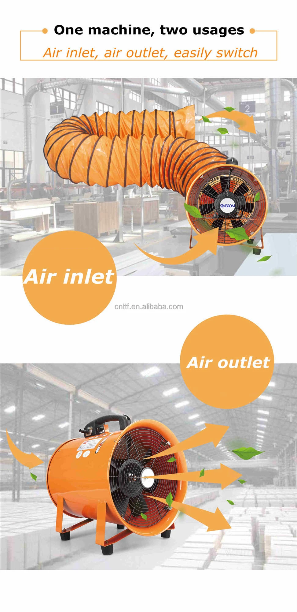 Portable Ducted Axial Fan, 8''10''12''14''16'', 380V, Aluminum - detail 12