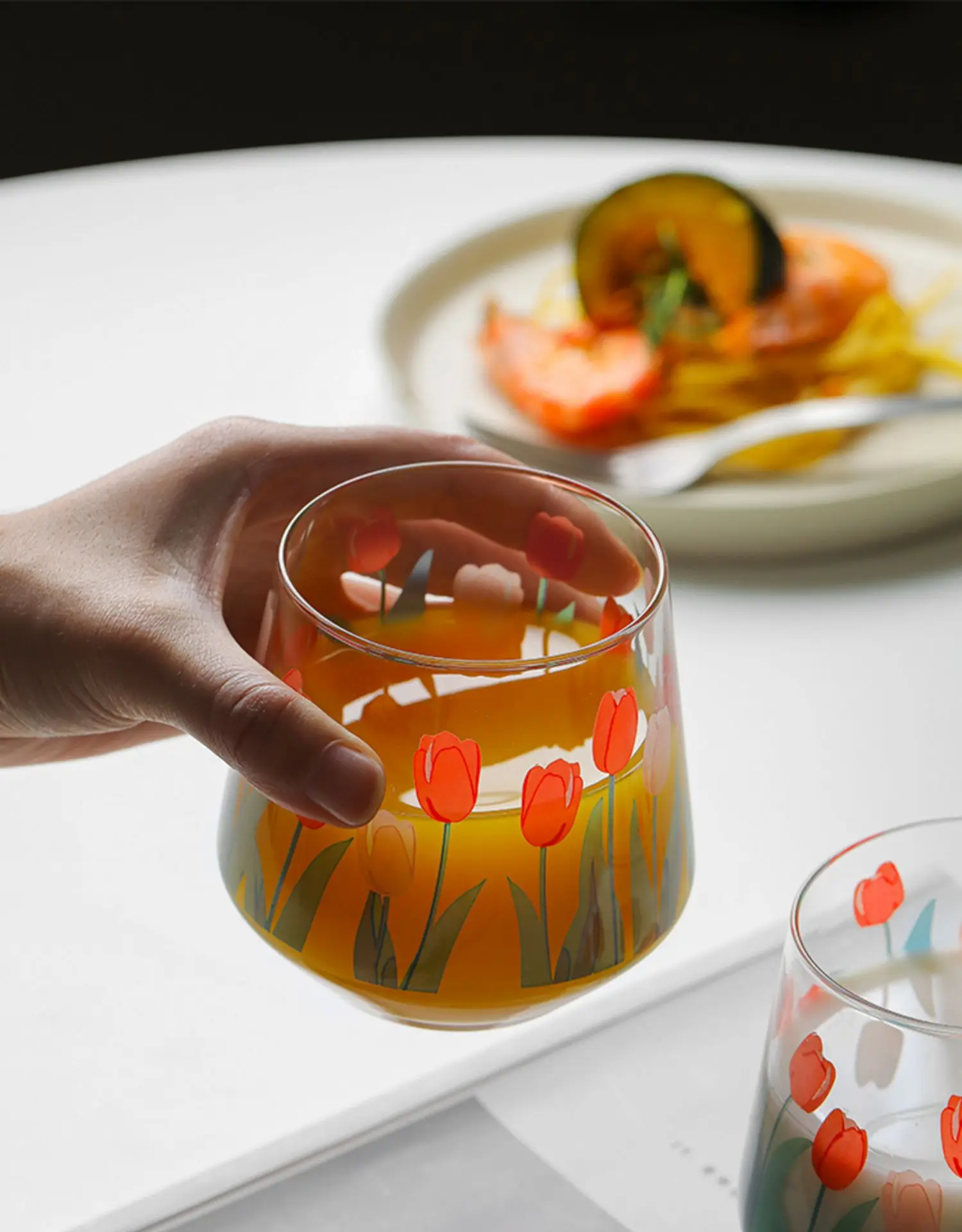 14oz Fancy Stemless Juice Cold Drinks Glass Cup Decorative Drinking