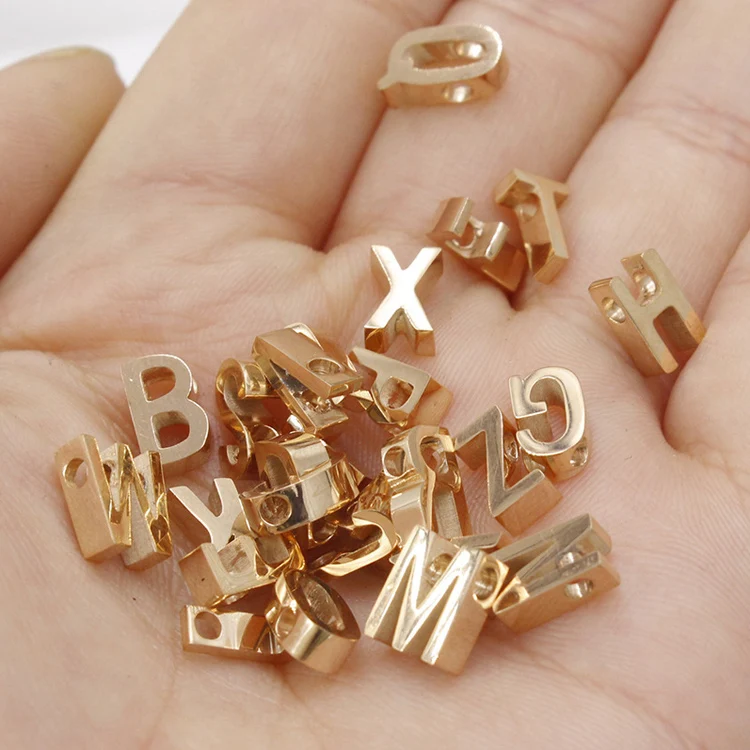 Stainless Steel Capitalized Letter Pendant 8mm Cubic Initial Diy Letter