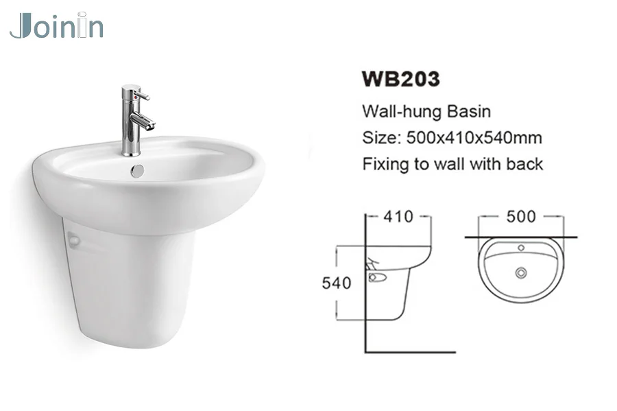 JOININ cheap Sanitary Ware ceramic single hole Bathroom wall hung basin  (WB203)