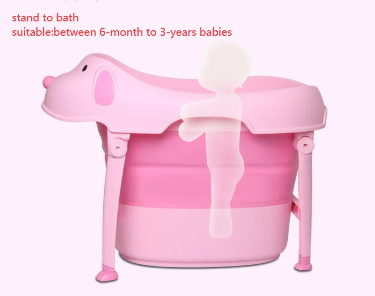 Pink Puppy Design Plastics Folding Infant Kids Child Bathtub Foldable