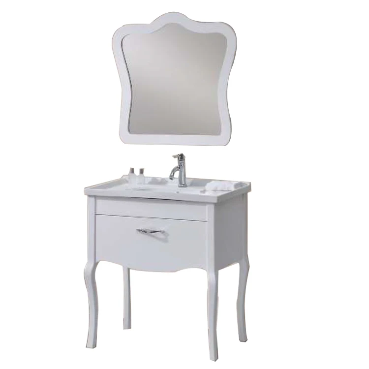 
Custom cabinet with glass curved design bathroom vanity with leg 