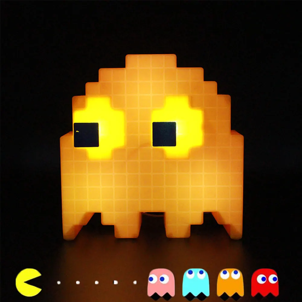 Creative Cartoon Small Size USB Pac-man Game Theme Color Night Light LED Ghost Lamp Bedroom Children's room Decoration Lighting