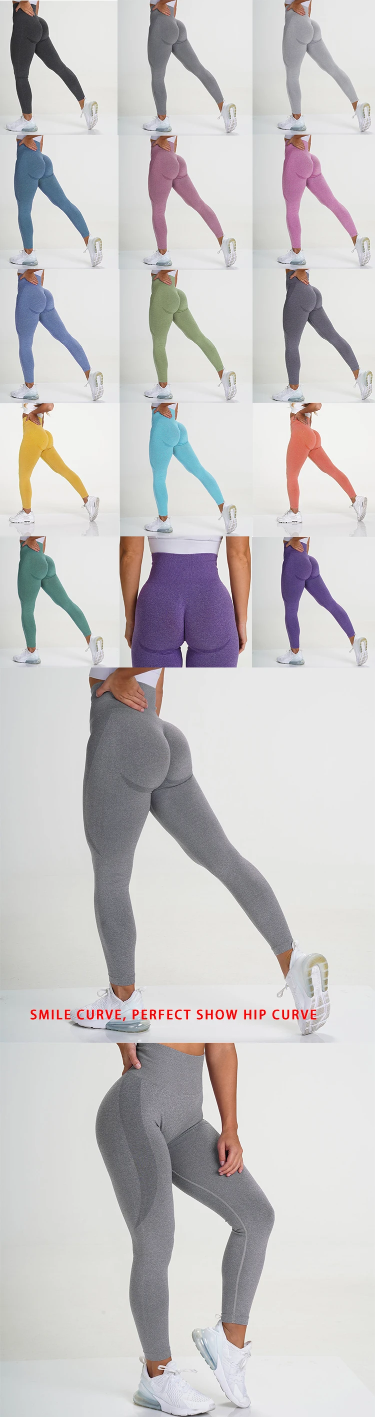 Solid color High Waist sport yoga pants women compression comfort Soft Butt Lift Seamless fitness apparel leggings