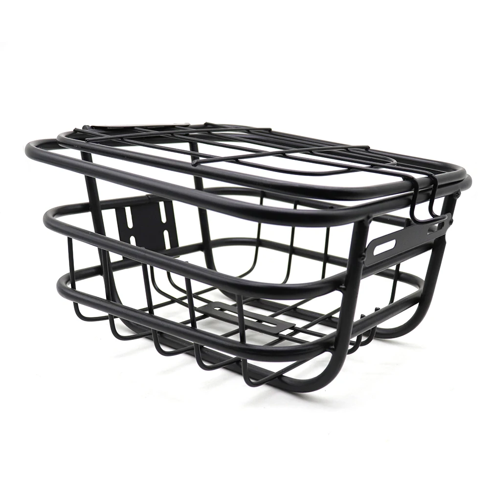 Simple Retro Iron Large Capacity Bicycle Front Basket With Cover