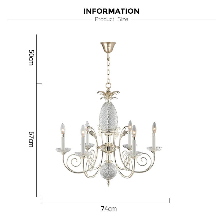 6-Light brass chandelier lighting